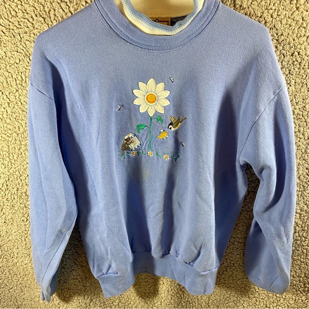 90s VTG Women‎ crewneck medium embroidered cottagecore grandmacore y2k fairy